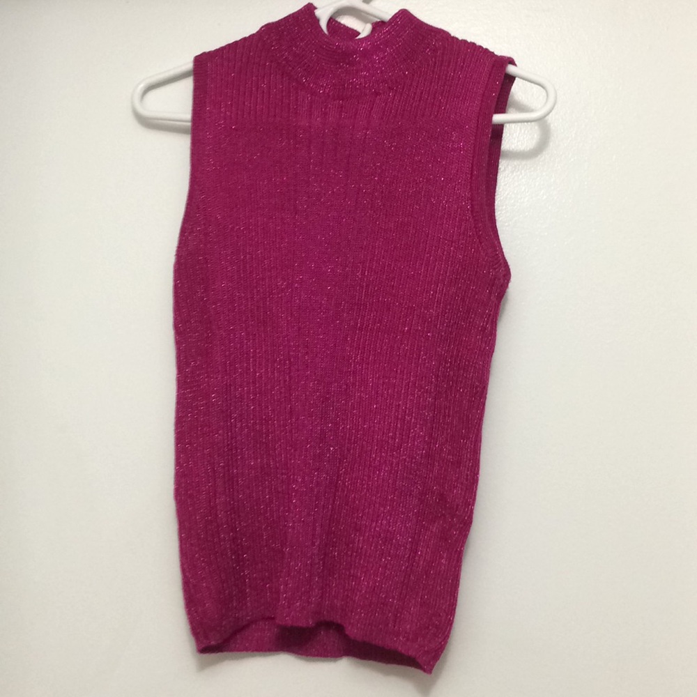 Sleeveless sparkle high-neck top